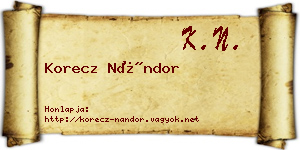 Korecz Nándor névjegykártya