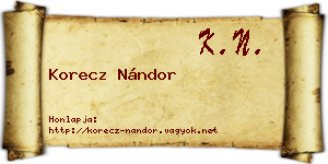 Korecz Nándor névjegykártya